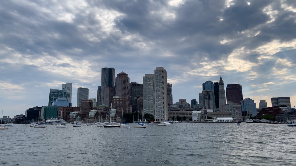 Boston skyline seen across the harbor in Massachusetts
